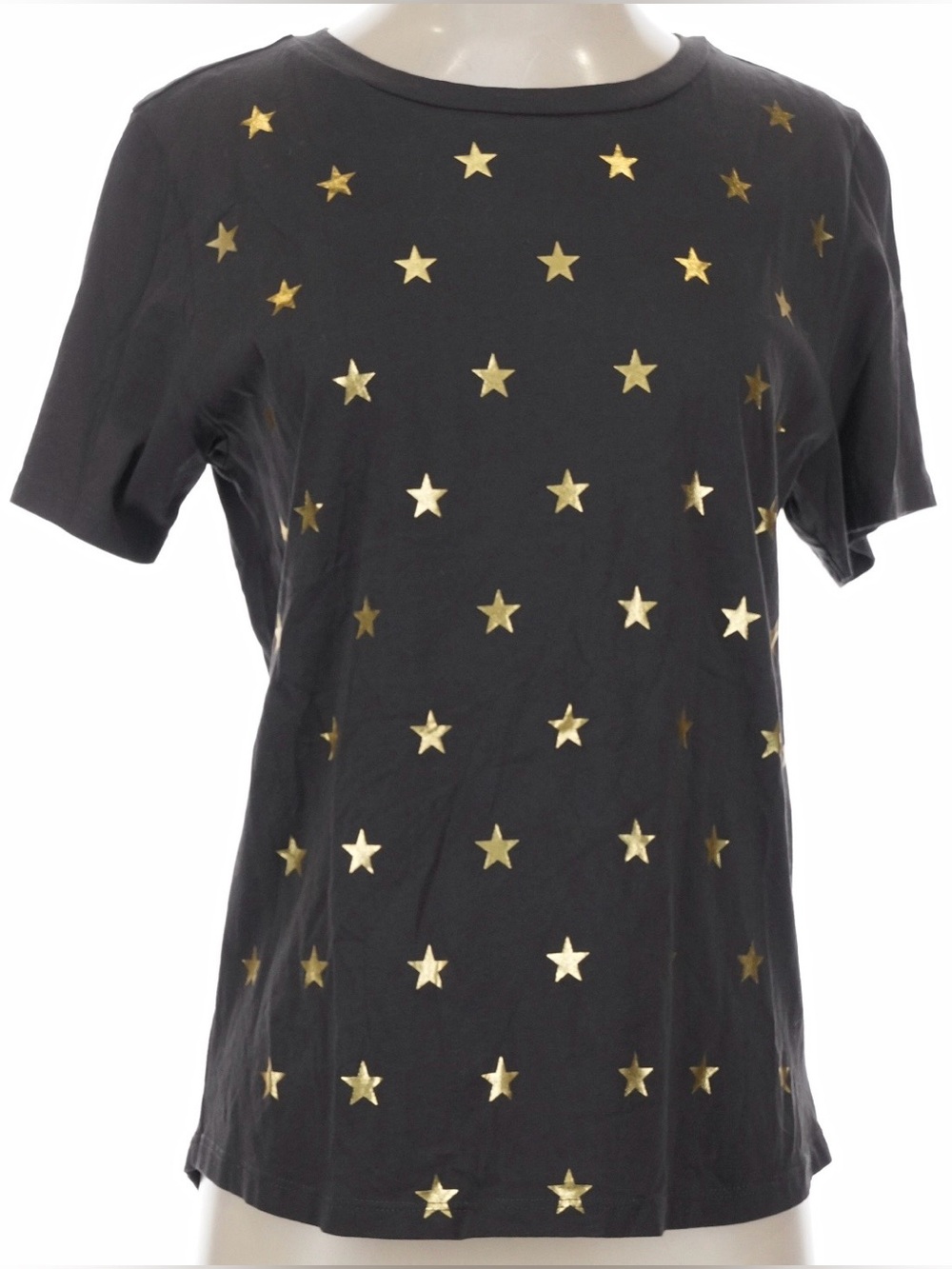 SOUTH PARADE Star Cotton Tee T Shirt Dark Charcoal Gray Gold Small